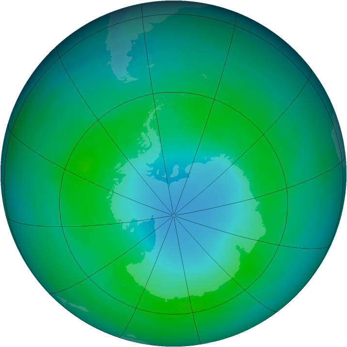 Antarctic ozone map for April 1982